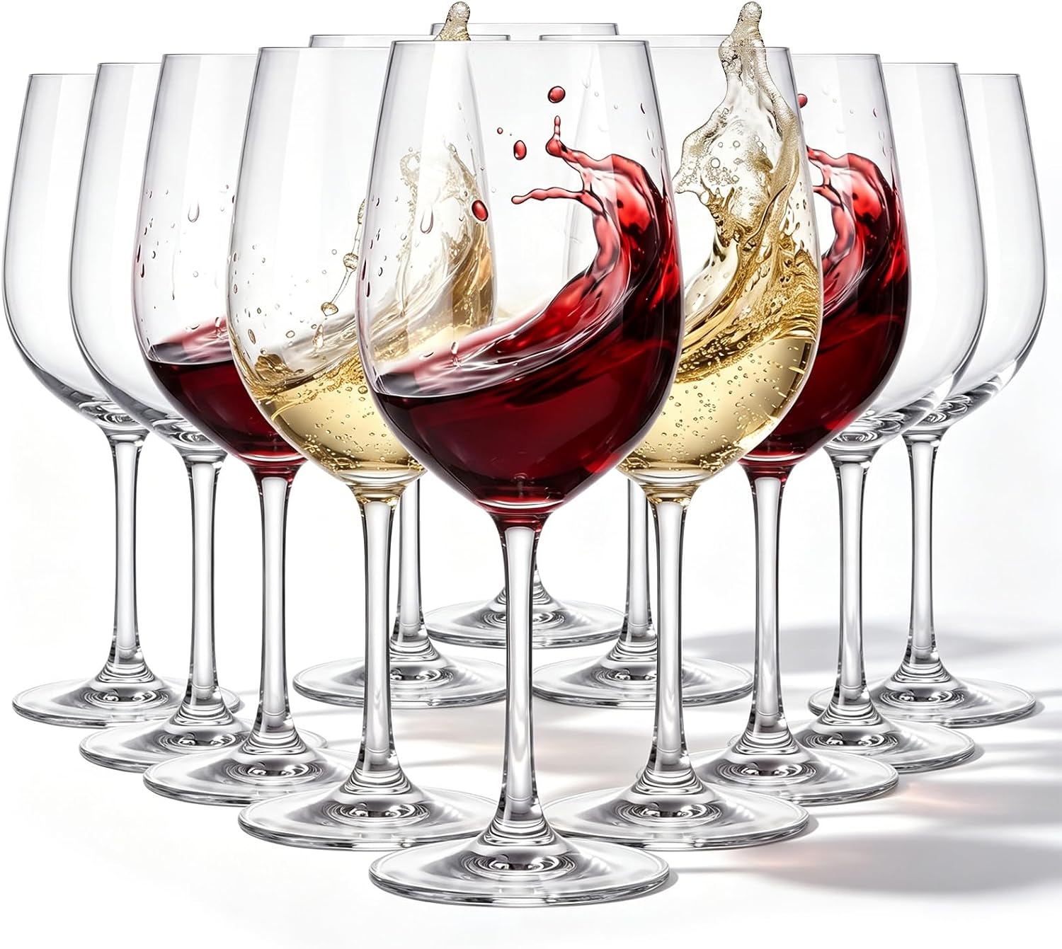 Barleyfield Set of 12 Unbreakable Plastic Wine Glasses, 19 oz Clear Reusable