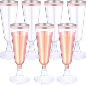 Birchmont 50 Pack Clear Plastic Disposable Champagne Flutes Bulk, 1.9 pounds, 2.36 inches x 6.5 inches