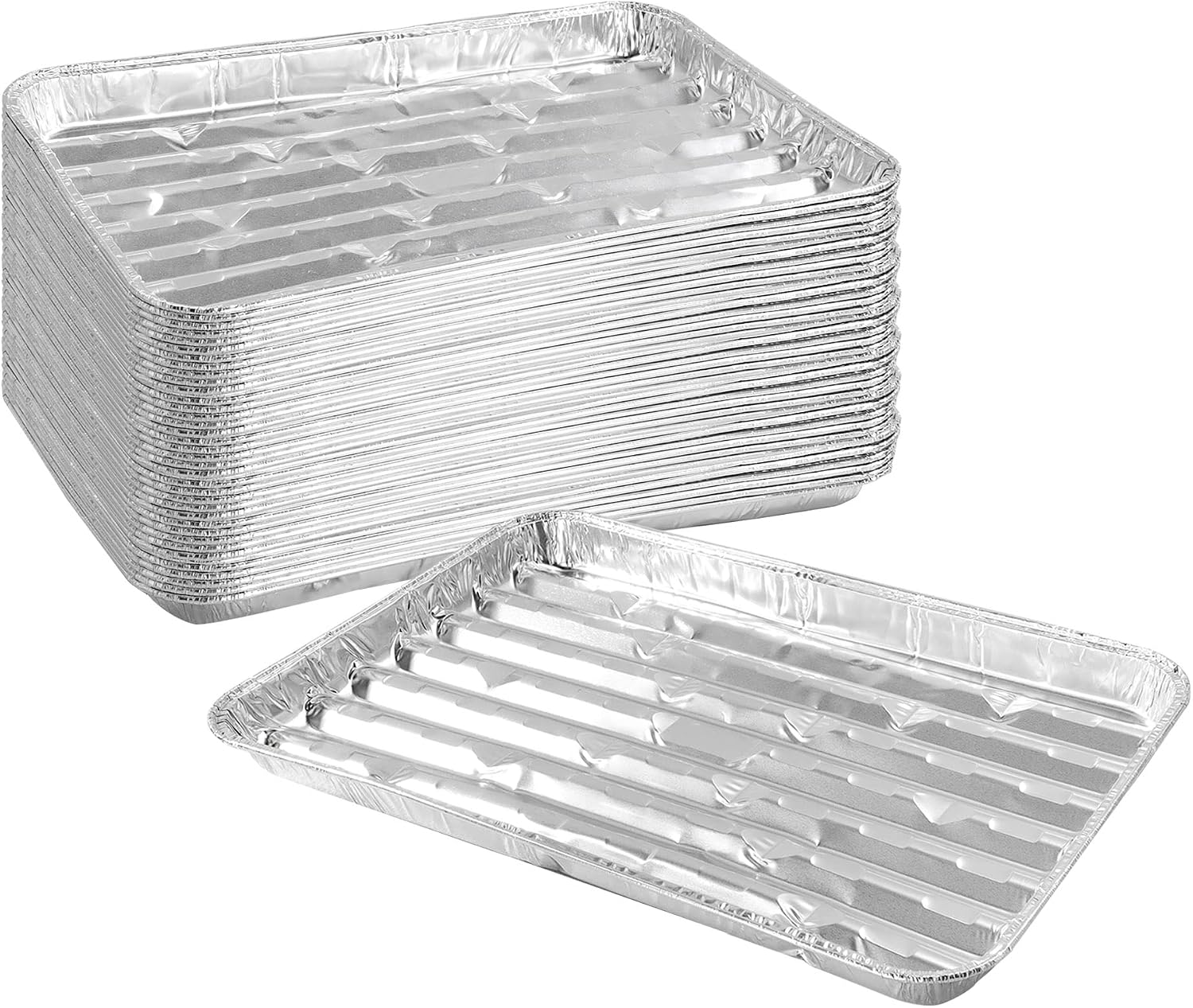 Birchmont 40 Pack Disposable Aluminum Broiler Pan 13 x 9 x 1 inch Aluminum Foil Grill Pans, Disposable Foil Baking Sheet Pans for Oven, Baking, BBQ