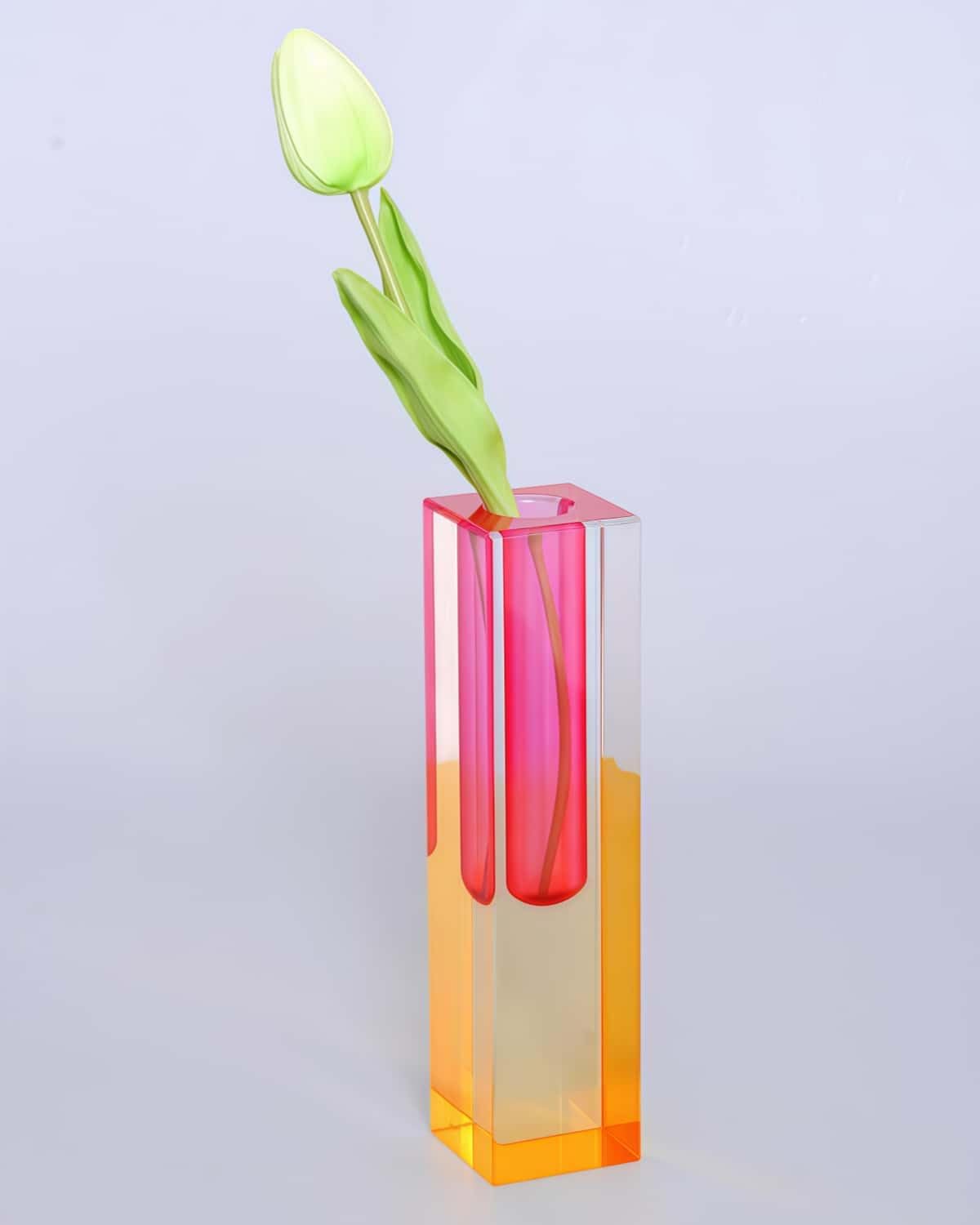 Aldernest Acrylic Vase, Bud Vase for Centerpieces, 1.1 pounds, Pink, Orange