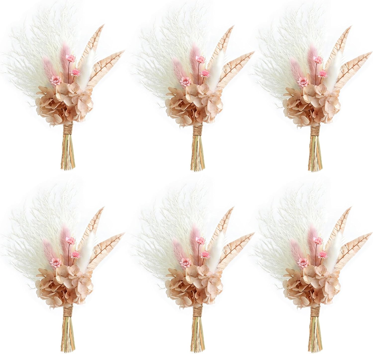 Aldernest Miniature Dried Flower Bouquet, Small Dried Pampas Grass, 3.68 ounces, Dusty Pink
