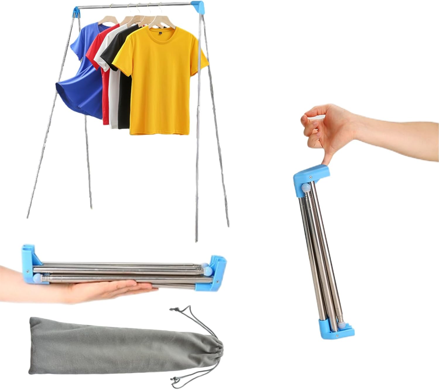 Aldernest Portable Travel Garment Rack, Compact Stainless Steel Foldable Drying Rack, 1.5 pounds, 13.2*2.9 in