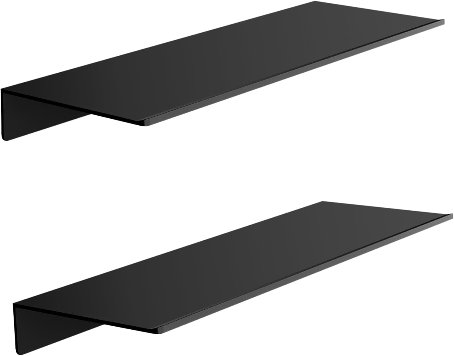 VelloHome Adhesive Shelves for Wall, Metal Floating Shelf 2 Pack, 15.7x4.9IN, 15.6 x 4.9 inch, Black
