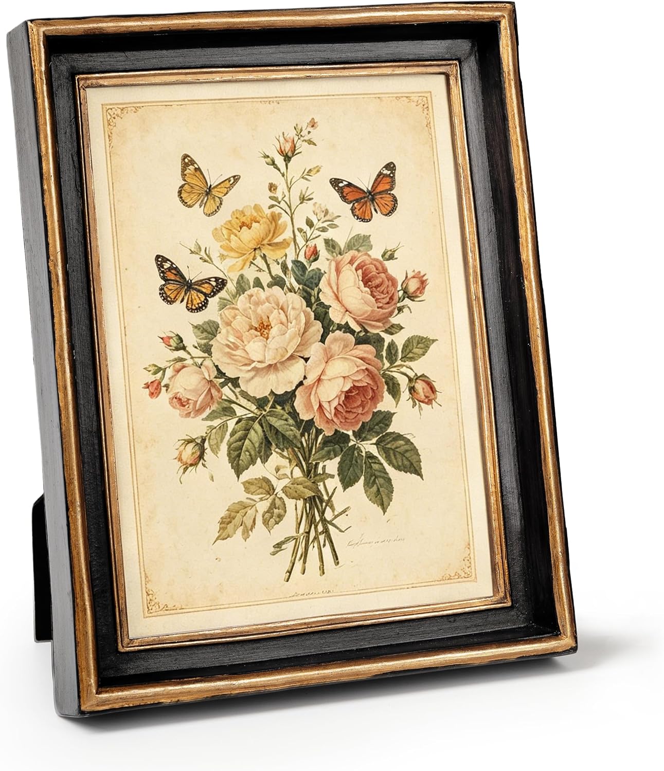 Aldernest 5x7 Inch Vintage Picture Frame, Elegant Antique Photo Frames with Glass Front, Black
