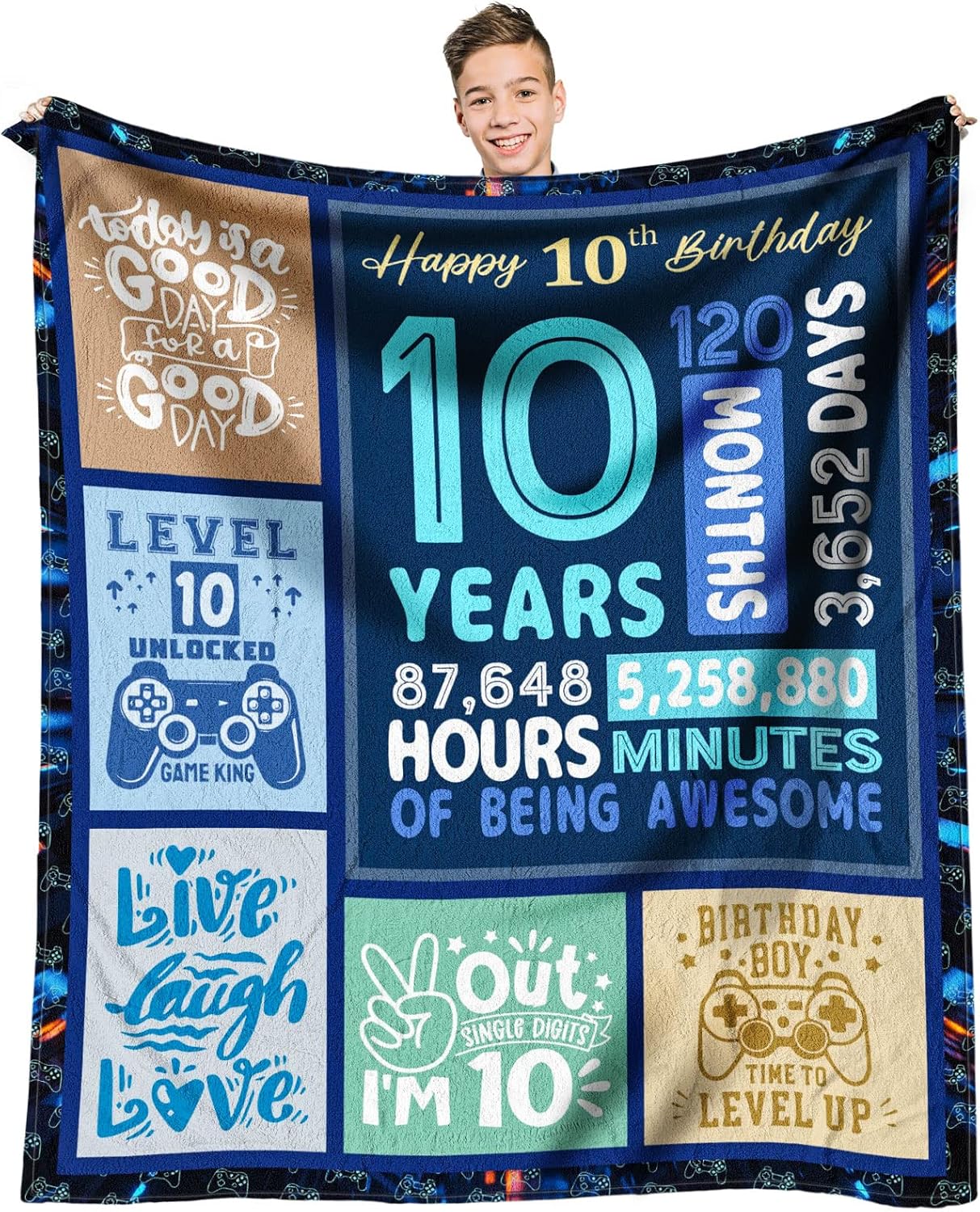 Aldernest 10 Year Old Boy Birthday Gift Soft Blanket 60" x 50"