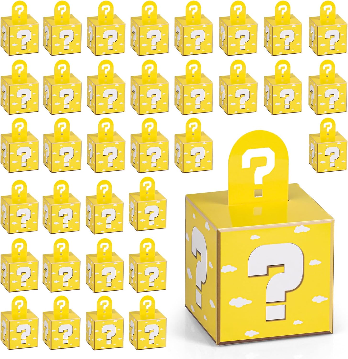 Ashenby 36PCS Video Games Party Gift Box 3.5inch Small Goodie Treat Boxes Yellow Candy Boxes for Gift Video Games Theme Birthday Party Decorations