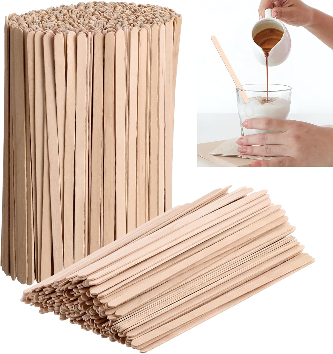 Aldernest 3000 Pack Birch Wood Coffee Stir Sticks, 7 Inch for Cafe Home Bar, 4.42 pounds