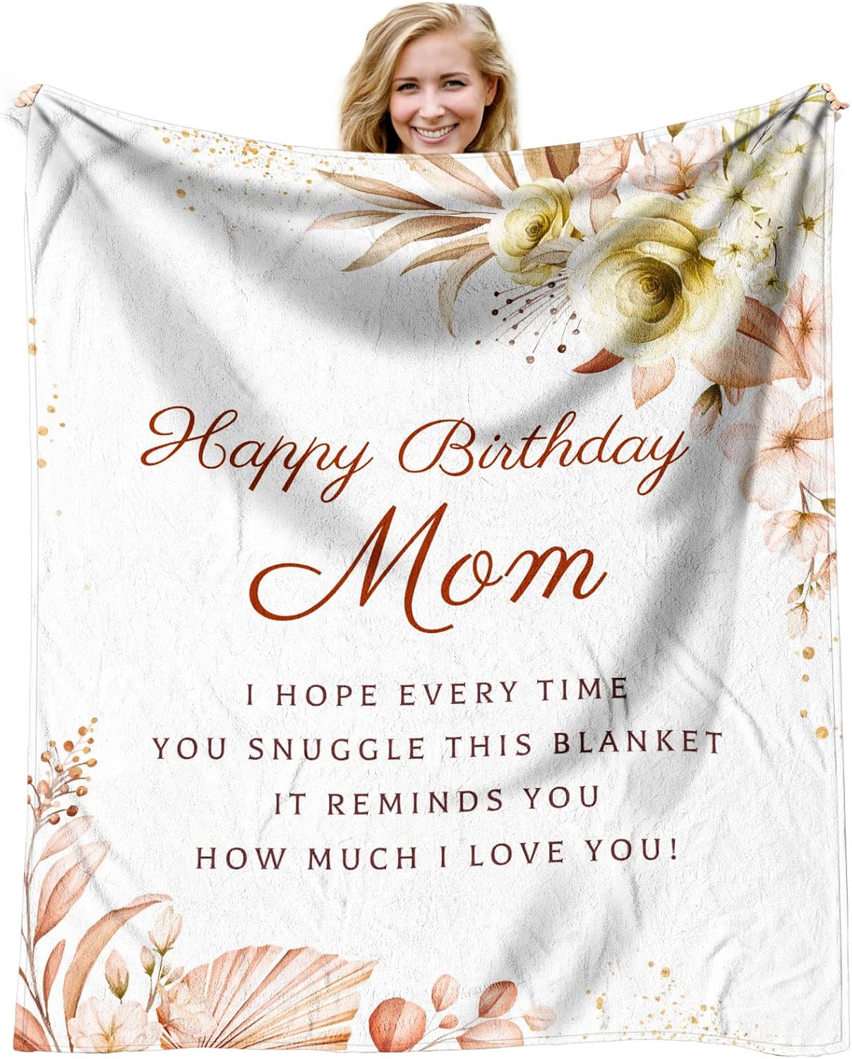 Ashenby Birthday Gifts for Mom Fleece Blanket 60x50 Inch, Happy Birthday Mom Gift, 0.65 kg