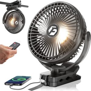 Aldernest Portable 8'' Clip on Fan, 20000mAh Rechargeable Travel Fan with Buckle Clamp, Black
