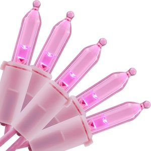 LumeraHome 100 Pink LED Christmas Lights, 33 ft Pink Wire UL String Light, 1.1 pounds, Pink - Pink Wire