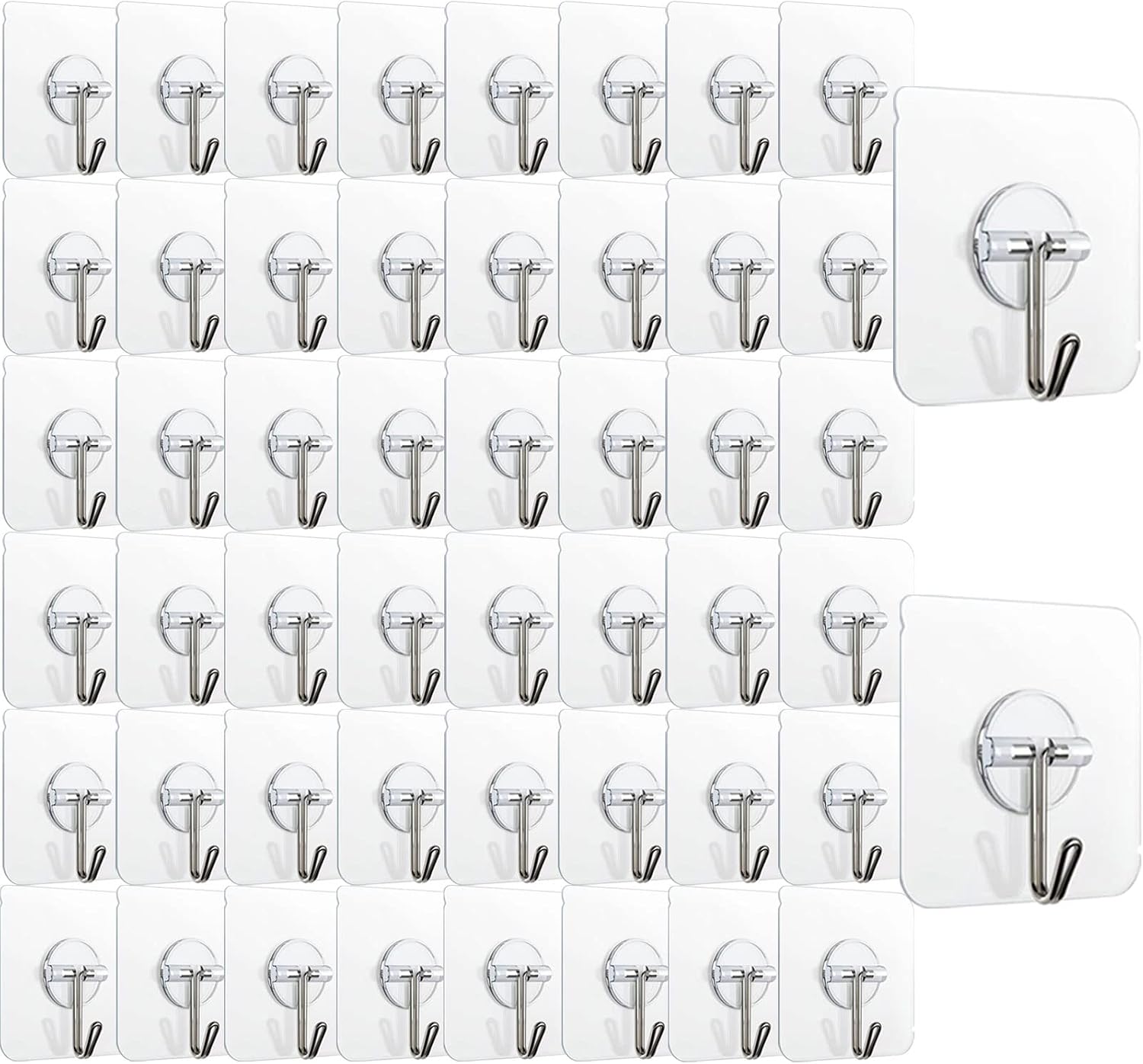VelloHome 150 Pack Adhesive Hooks Wall Hooks 24lb Self Adhesive Hooks Heavy Duty, 2.88 ounces, Clear
