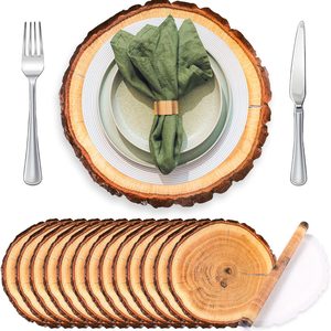 Ashenby 100 Pcs Disposable Wood Slice Grain Paper Placemats Bulk, Large, Wooden Slice