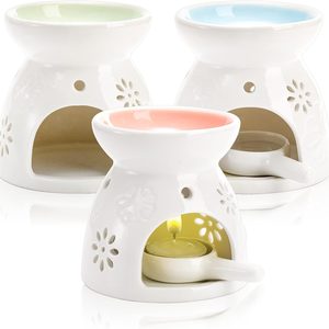 Ashenby 3 Pack Ceramic Essential Oil Burner, Pink, Blue, Green