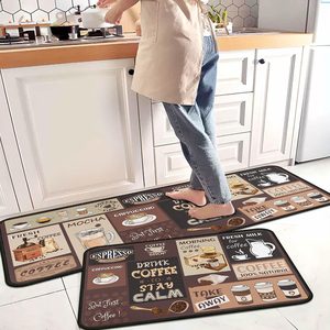 Aldernest Vintage Coffee Themed Kitchen Rugs Set of 2, 1.7 pounds, 1'5" x 3'11" (Rectangular)