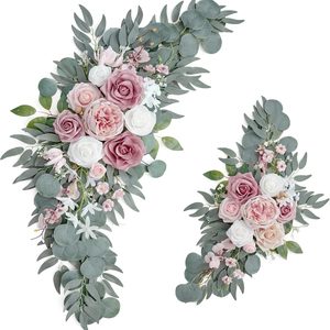 Barleyfield Small Artificial Wedding Arch Flowers Set of 2, Dusty Rose & Blush