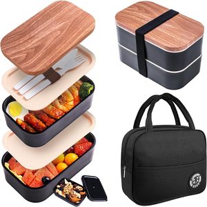 Aldernest Bento Box Adult Lunch Box with Leakproof 54OZ Black, 1600ml