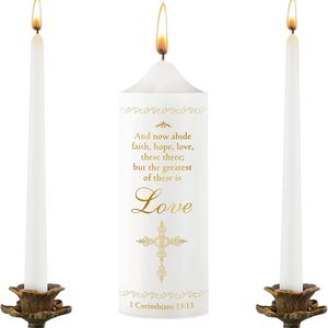 Ashenby 3 Pcs Unity Candle Set for Wedding Ceremony, Charming Style, 0.8 kg, x large 18/20, White