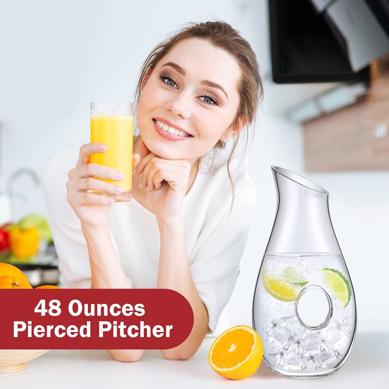 Ashenby 2 Pcs 48 oz Wine Decanter Carafe Glass Water Pitcher, Classic Style, Clear