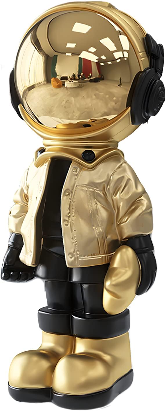 NestoraHome Astronaut Statue, Spaceman Sculpture Polyresin Figurine Gold, 2.5 pounds