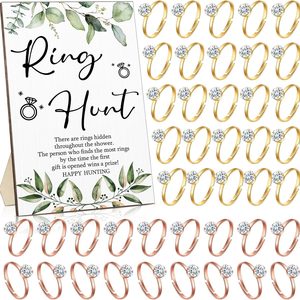 Quillstone 100 Pcs Bridal Shower Rings Wedding Hunt Games Sign, Leaf, 0.17 kg, 5.12 x 7.87 x 0.2 inches, Green, 101 Count