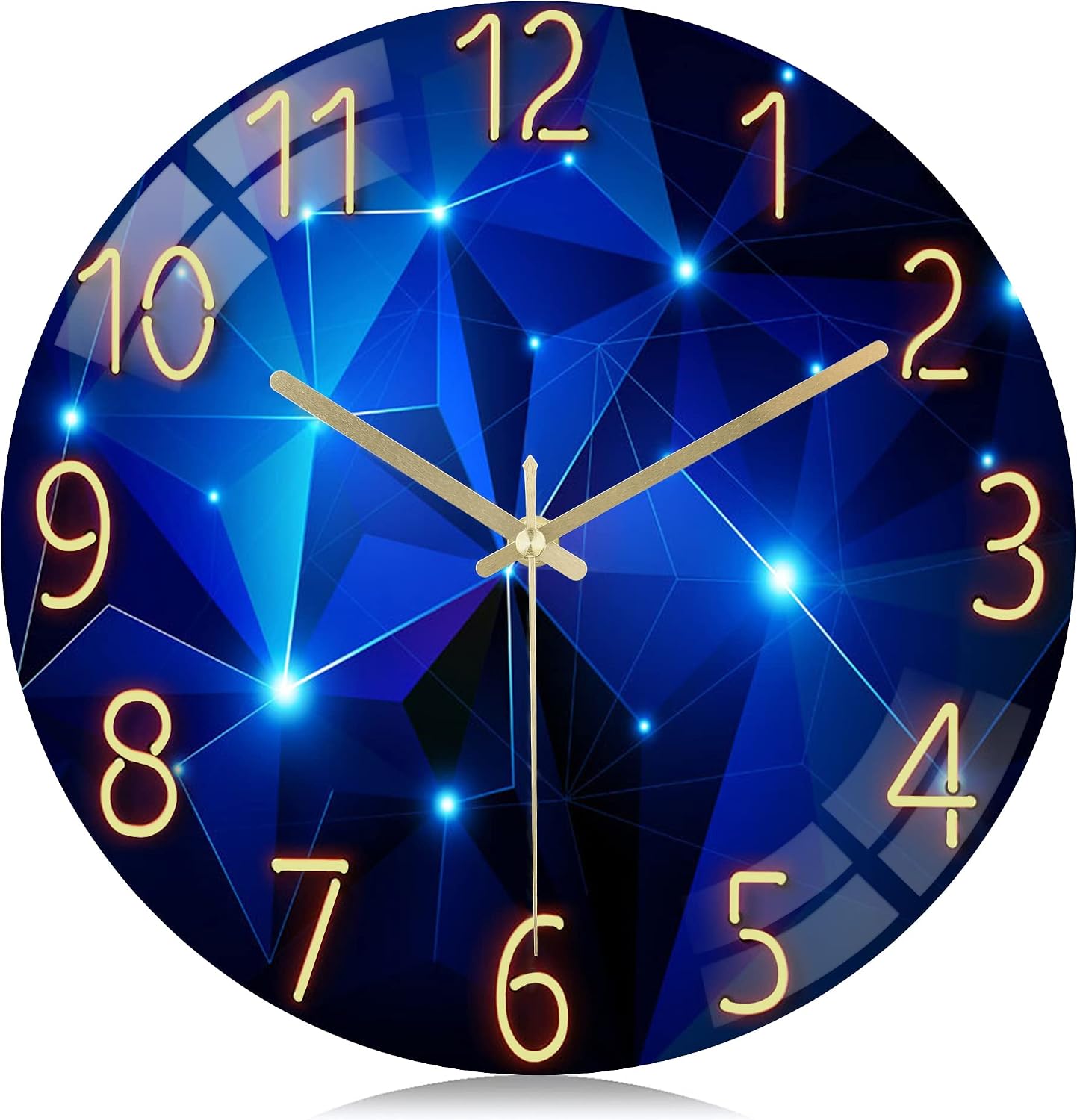 Ashenby 12 Inch Glass Galaxy Blue Wall Clocks Battery Operated Silent, 910 g, Diameter: 12"(30 cm)