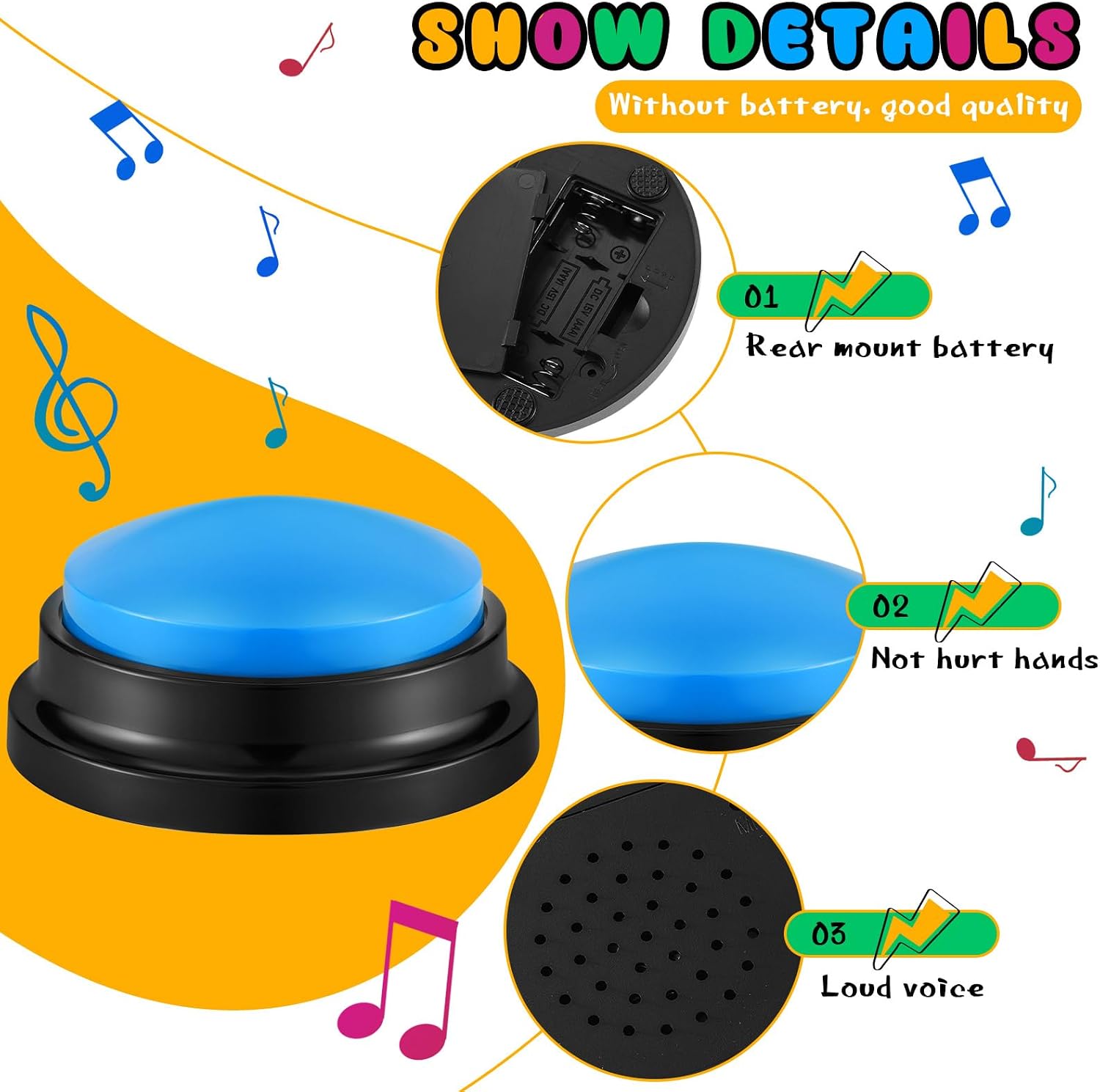 NestlyCo 8 Pack Recordable Answer Buzzers for Classroom, Fresh Color, Medium