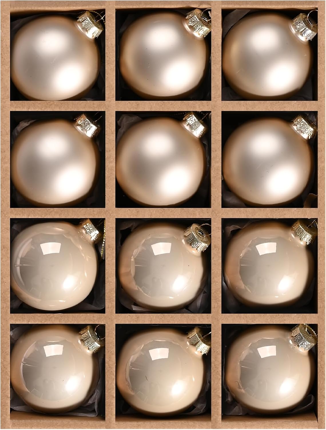 Aldernest Glass Christmas Hanging Ball Ornaments, 12PCS Decorative Balls, 0.02 kg, Champagne