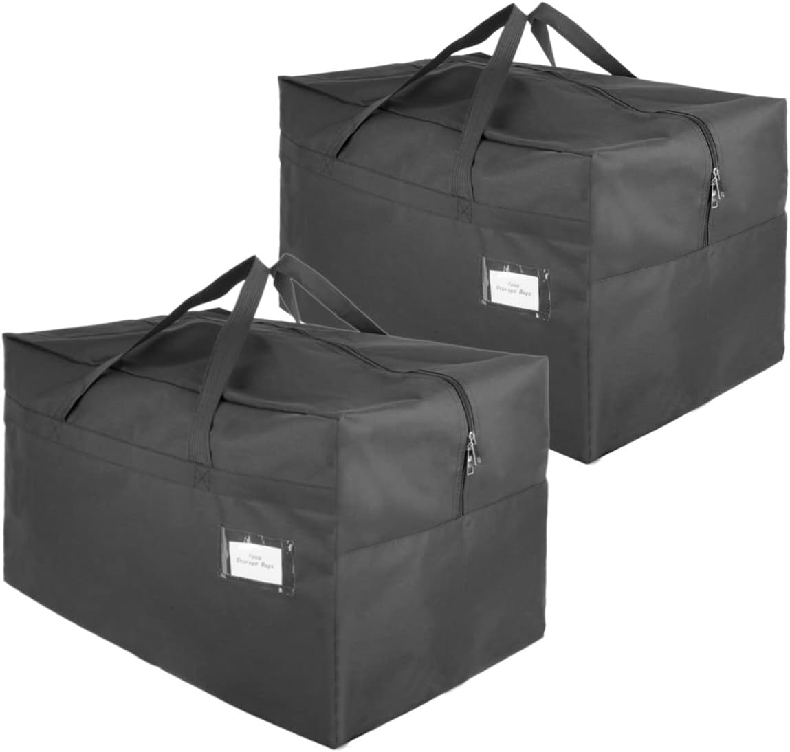 Barleyfield 2 Pack Large Canvas Storage Carrying Bags for Camping & Moving, 1.15 kg, 27.5 x 13.5 x 16.5 inches, Black