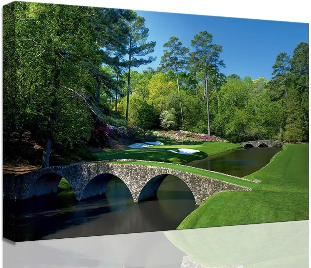 Aldernest Augusta National Golf Course Wall Art - Augusta Golf Course 12th Hole Wall Art for Living Room Bedroom Bathroom Home Decorations Golf Art