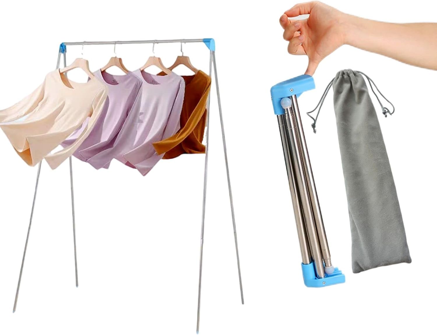 Aldernest Portable Garment Rack for Travel, Compact Folding Clothes Drying Rack, 1.3 pounds, Regular