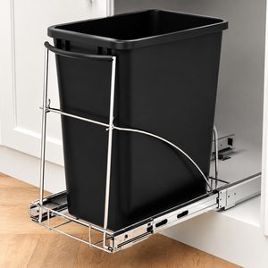 Aldernest Pull Out Trash Can Under Cabinet, Under Sink Slide Out Garbage for Kitchen, 2 kg, Silver