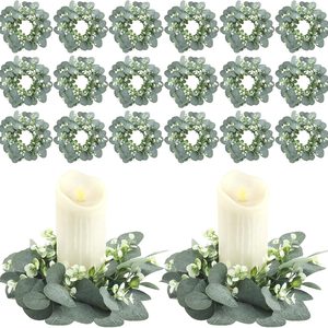 Ashenby 20 Pcs Candle Rings Artificial Eucalyptus Wreath Rings