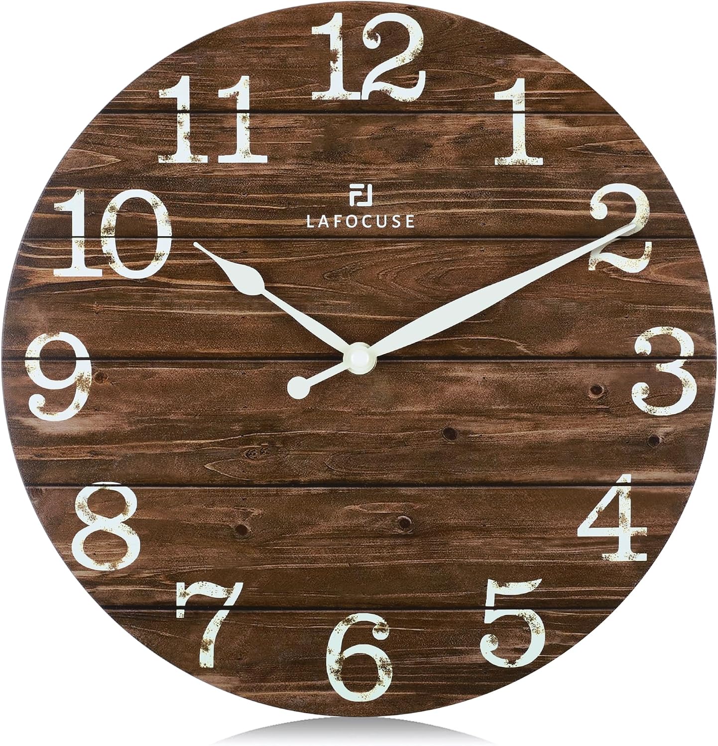 Ashenby 12 Inch Silent Brown Wall Clocks for Kitchen Living Room Decor, 0.5 kg, Diameter: 12"(30 cm)