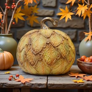 VelloHome Artificial Fake Pumpkin Fall Decor - 5.9'' Table Centerpiece, 1.4 pounds, 6.2" L x 6.1" W x 5.9" H, Yellow