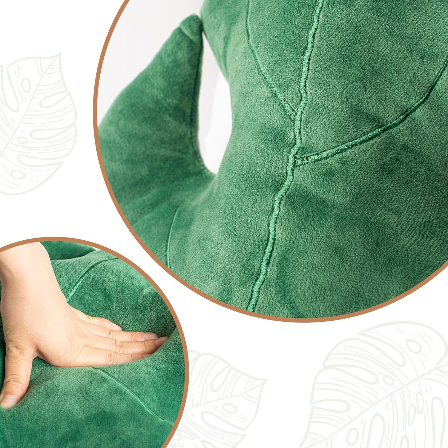 Aldernest Set of 2 3D Leaves Decorative Throw Pillows, 0.76 kg, Light Green & Dark Green