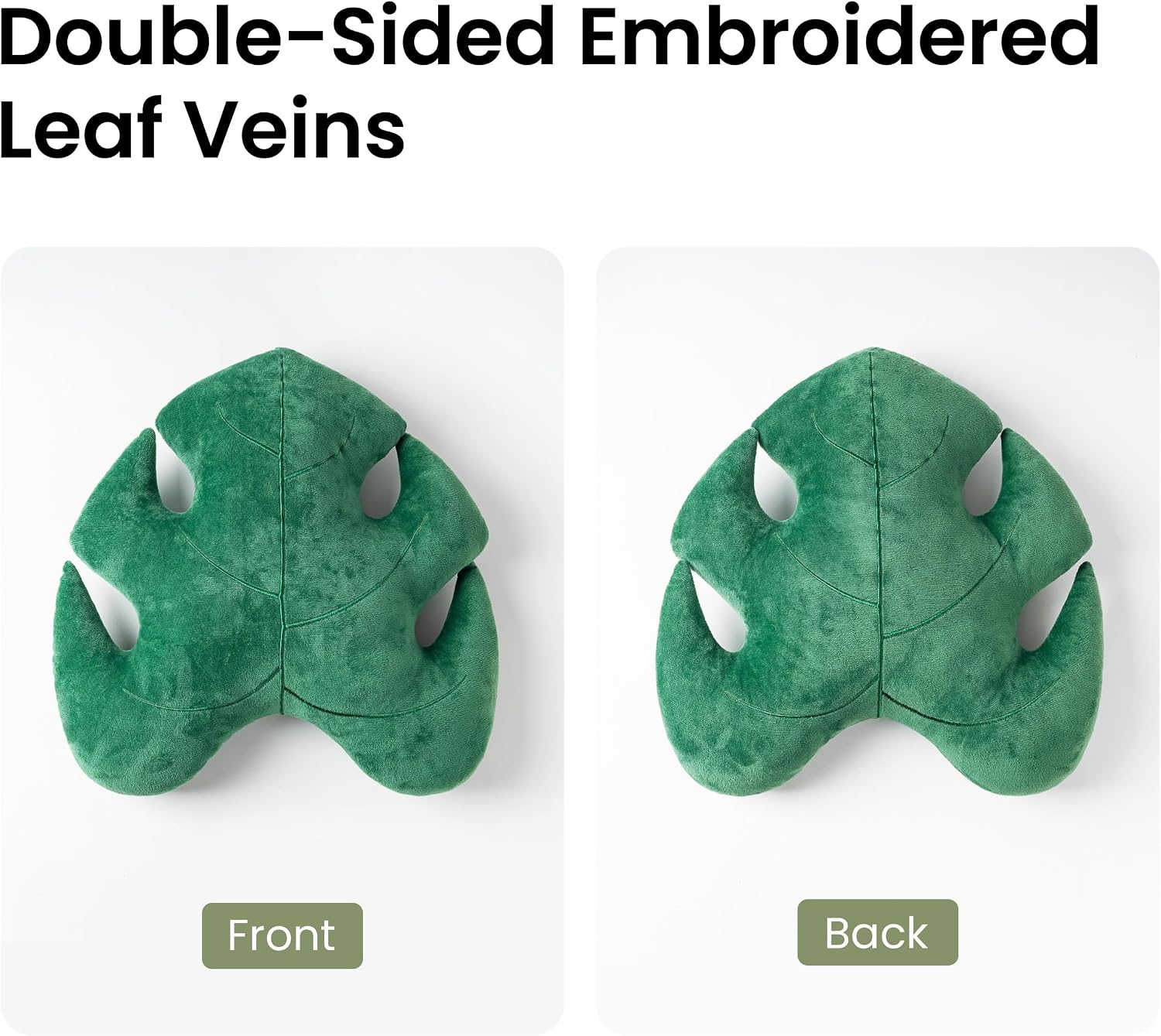 Aldernest Set of 2 3D Leaves Decorative Throw Pillows, 0.76 kg, Light Green & Dark Green