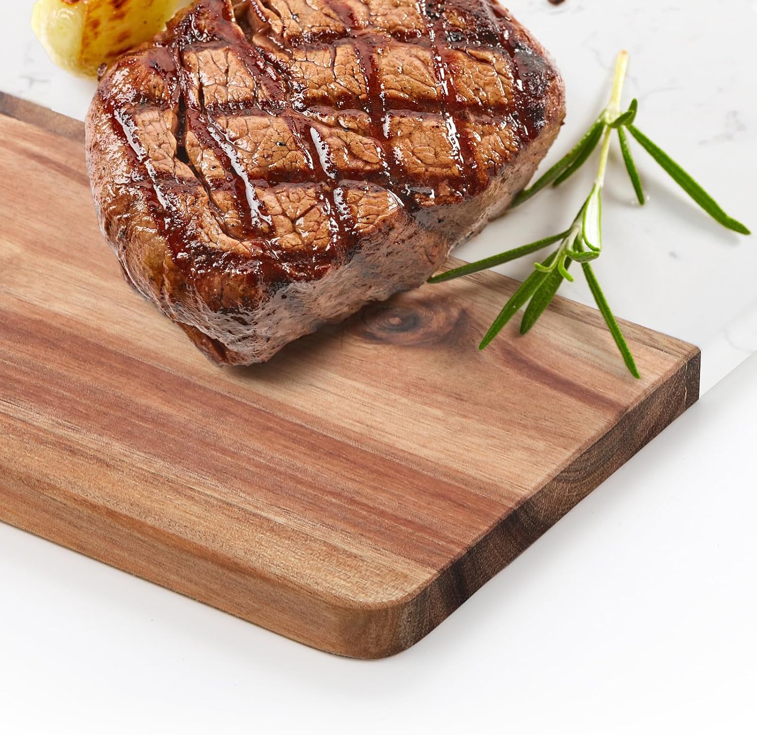 Aldernest Marble and Acacia Wood Cutting Board, Charcuterie Chopping Board with Handle, 1.35 kg, 13"L x 8.5"W, White