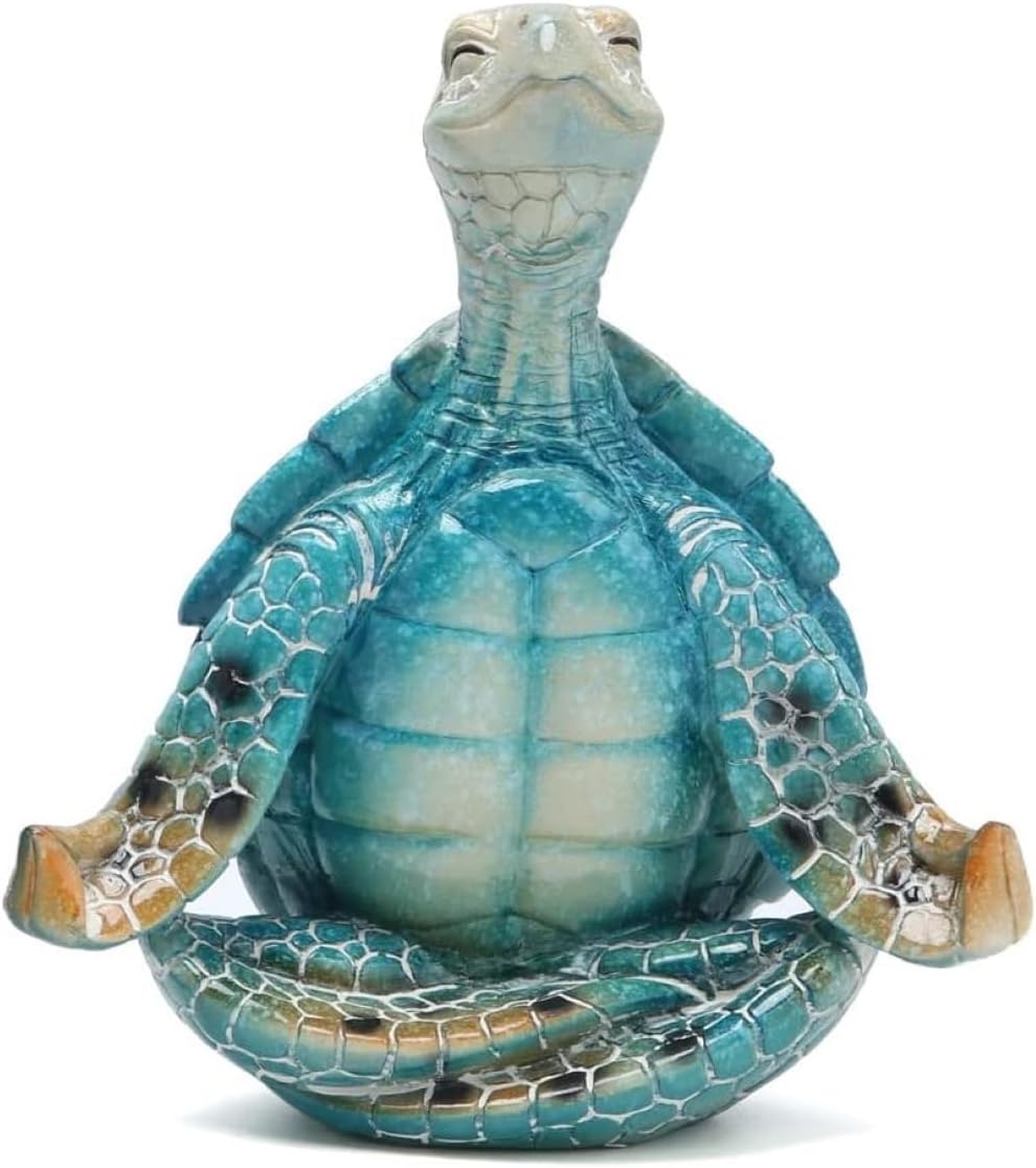 VelloHome Sea Turtle Meditation Zen Yoga Coastal Beach Resin Statue for Decor, Put the Palm Separate