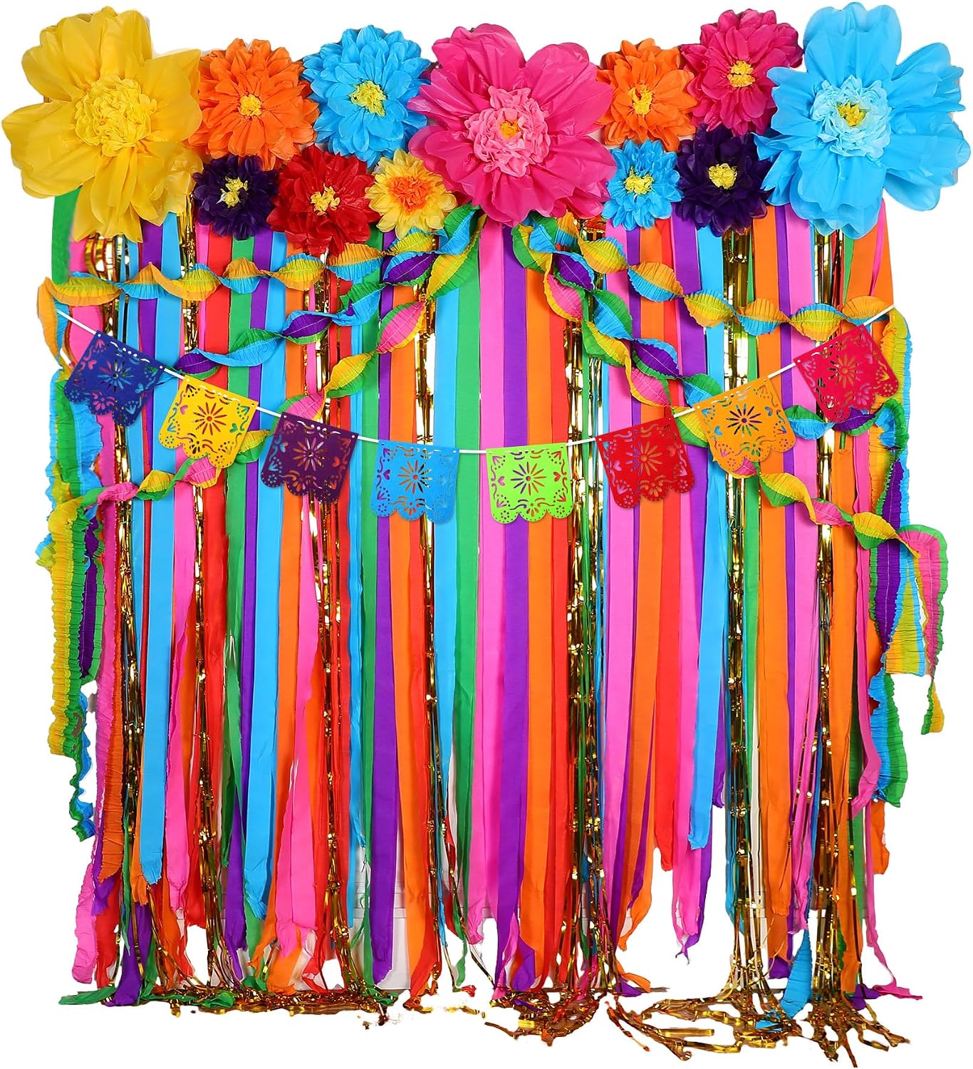 Ashenby 28 Pcs Mexican Paper Flower Party Decorations, Multicolored, Classic, 1.3 pounds