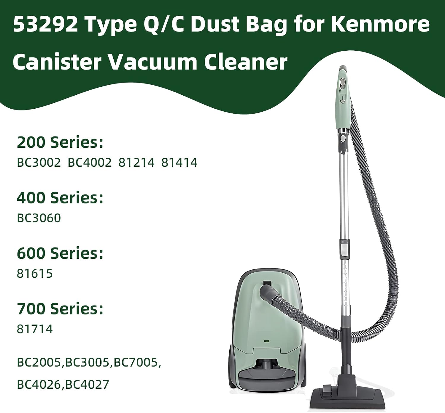 Aldernest 12 Pack 53292 Type Q/C Canister Vacuum Bags for Kenmore 200 400 600 700 800 Series Canister Vacuum Cleaner