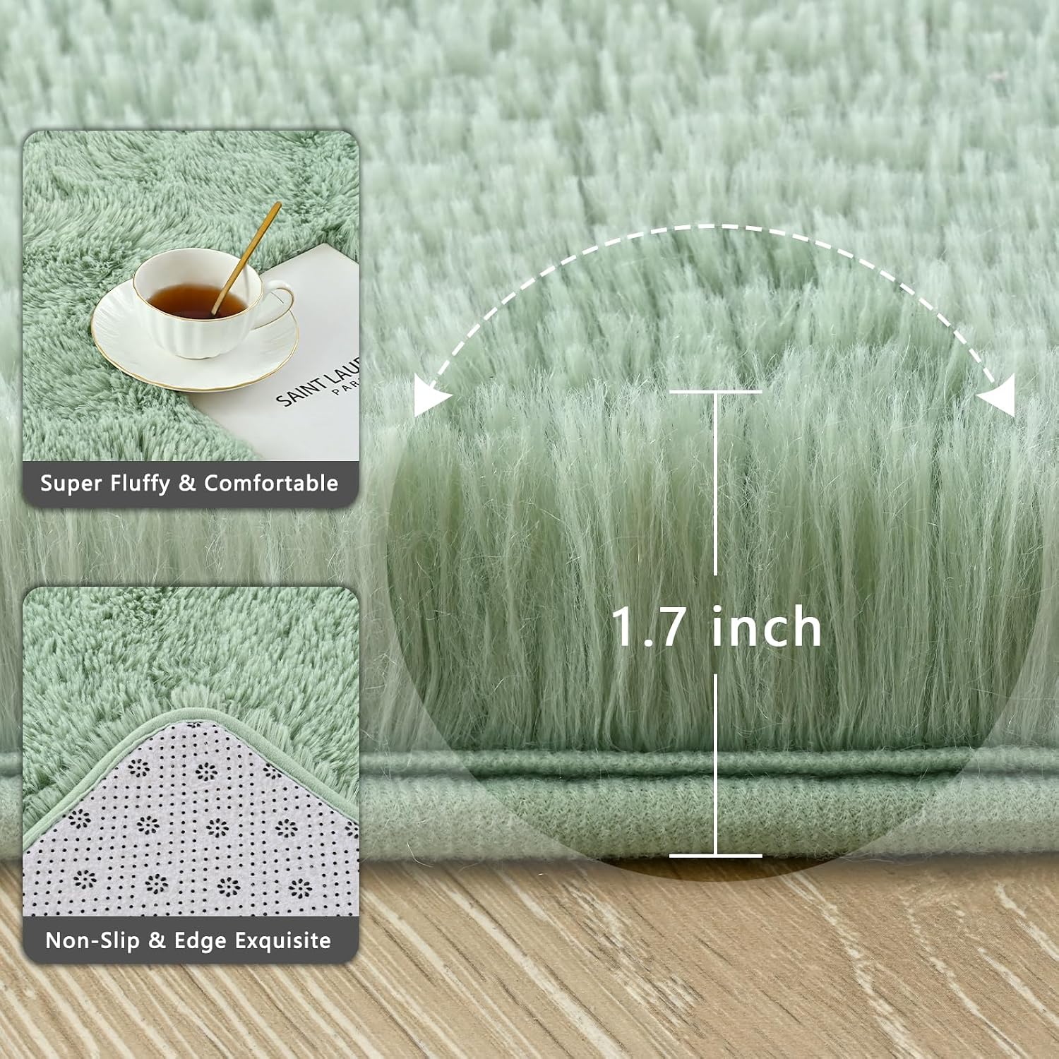 Aldernest Sage Green Runner Area Rugs for Bedroom Living Room, 2' X 6' (Rectangular), A-sage-green
