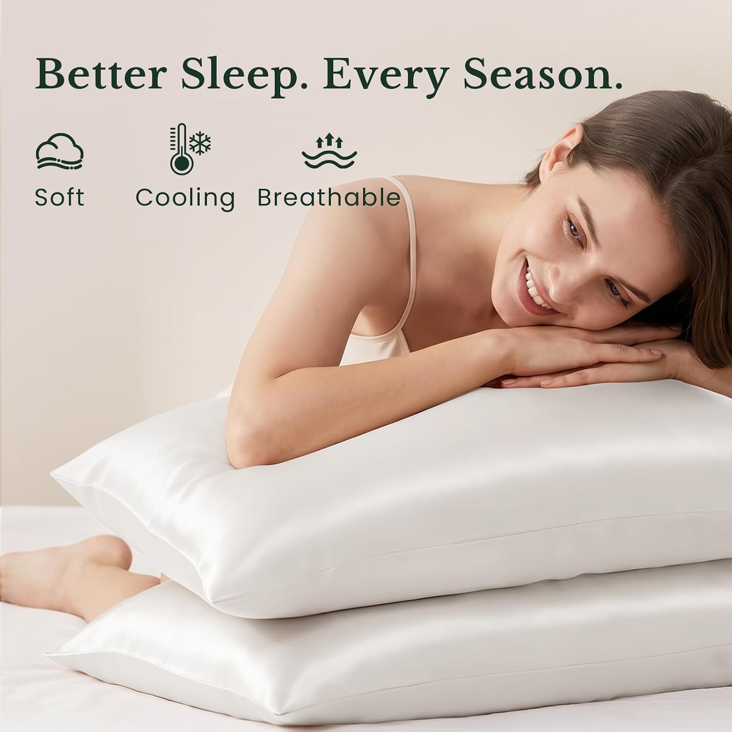 Aldernest 100% Mulberry Silk Pillowcase Set, 2 Pcs | Standard, Pearl White, Standard(20"x26")