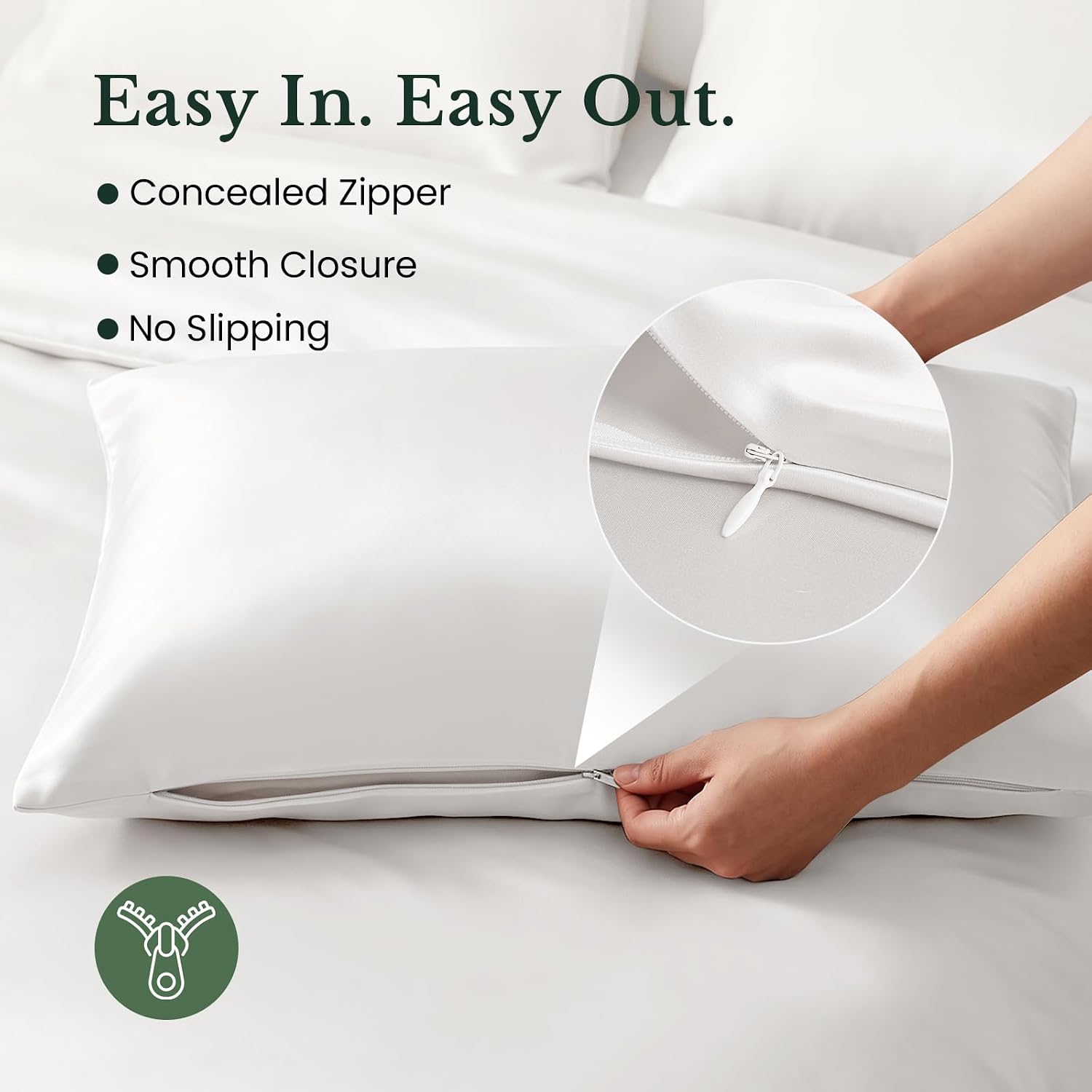Aldernest 100% Mulberry Silk Pillowcase Set, 2 Pcs | Standard, Pearl White, Standard(20"x26")