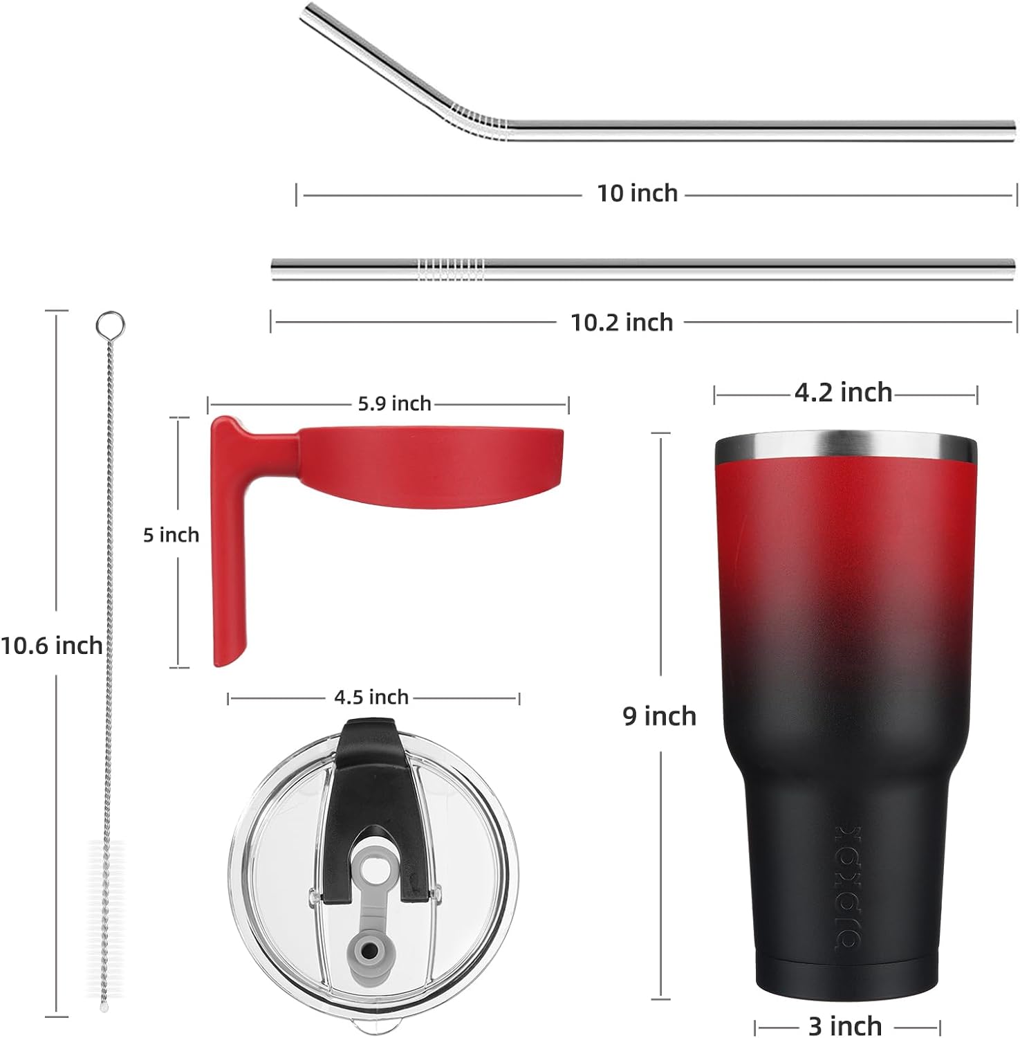 Aldernest 40 oz Tumbler with Handle & Straw, Insulated Stainless Steel Mug, 1.4 pounds, Blood Moon
