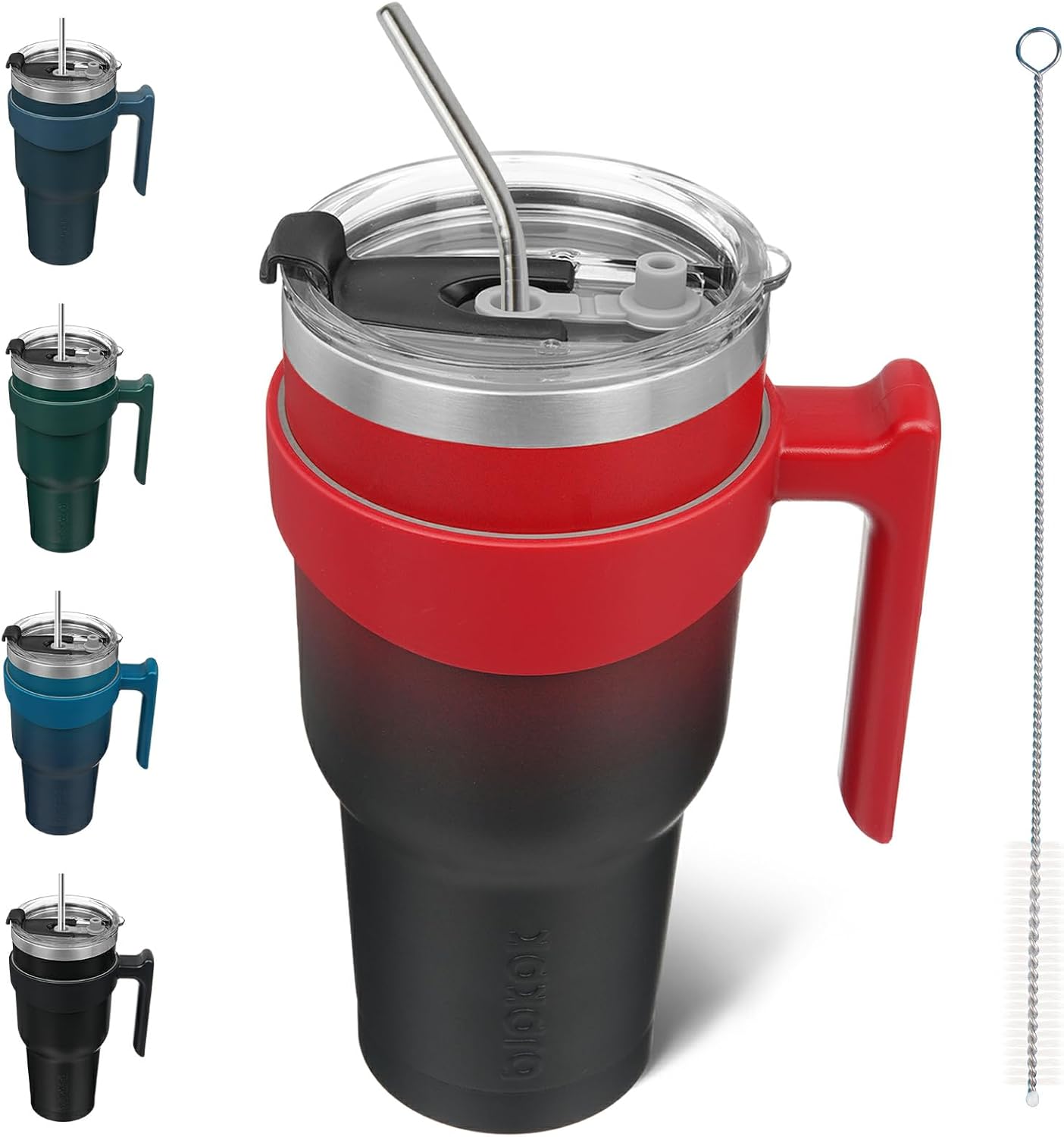 Aldernest 40 oz Tumbler with Handle & Straw, Insulated Stainless Steel Mug, 1.4 pounds, Blood Moon