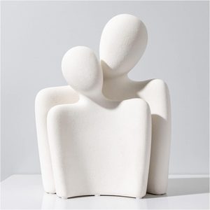 Tanglewick Hugging Couple Statues Ceramic Lover Figurine Characters Book Shelf Coffee Table Decor for Home, 3.1 pounds, White