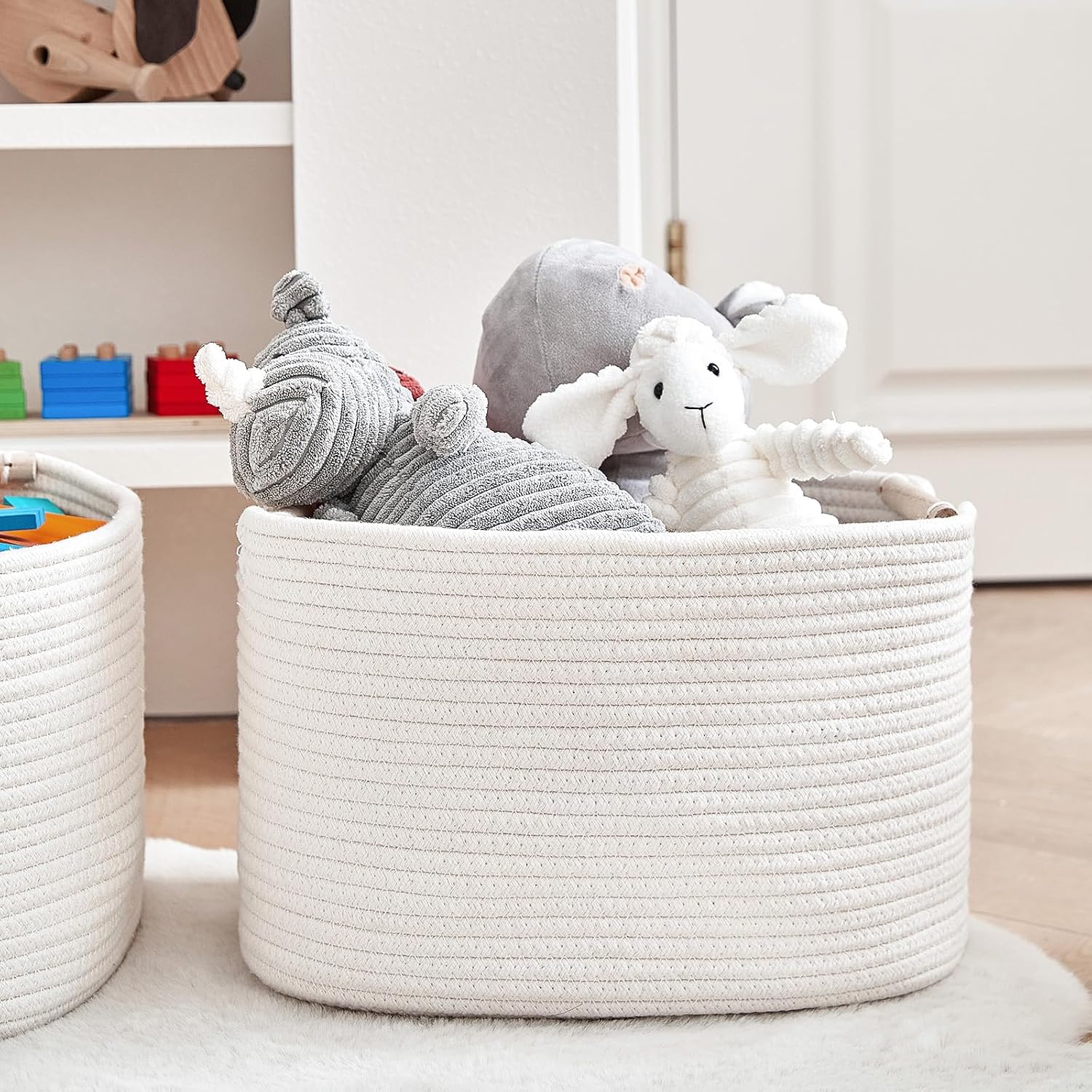 Aldernest 3 Pack Storage Basket for Cabinet and Toy Organization - 13"x9.8"x8.7" Baskets for Storage - Baby Toy Bin - Toy Storage Organizer - Ideal