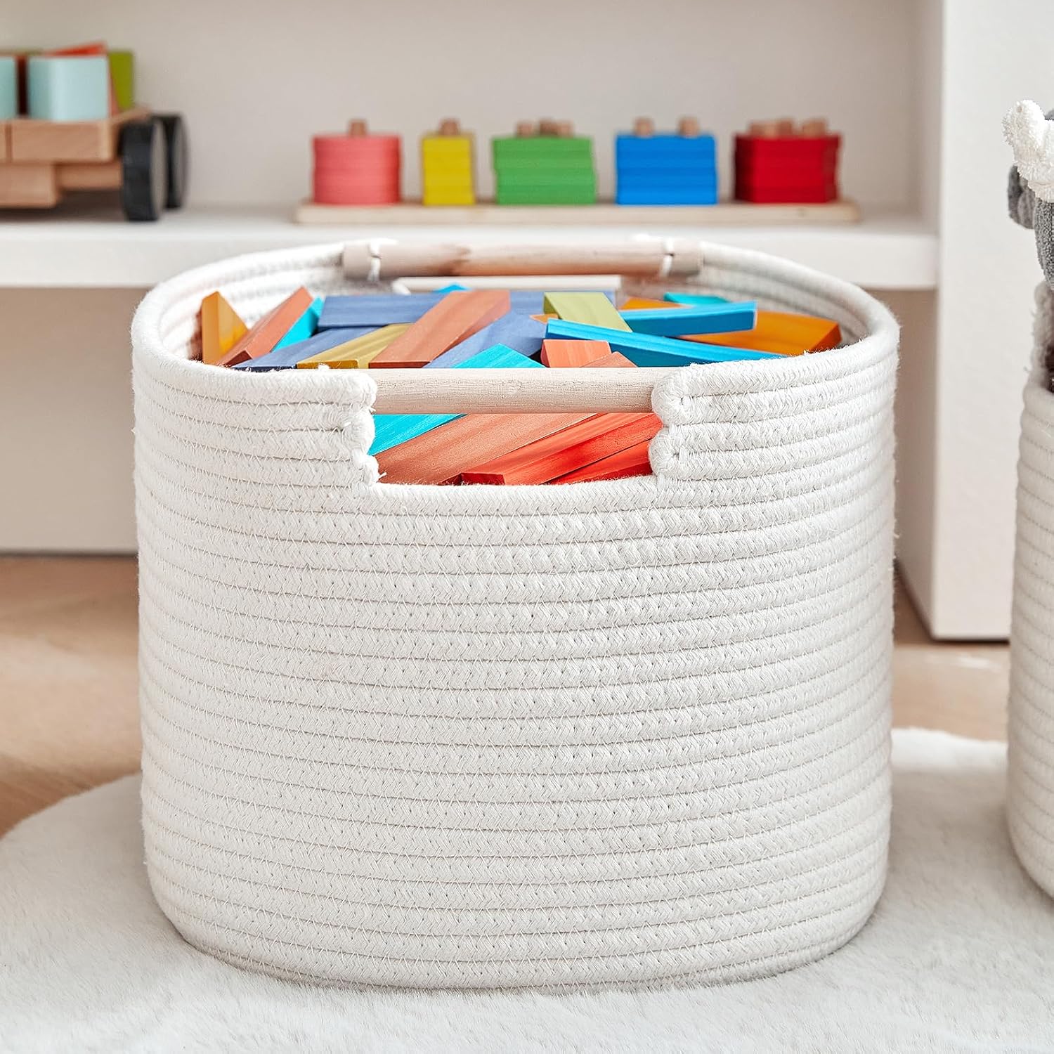 Aldernest 3 Pack Storage Basket for Cabinet and Toy Organization - 13"x9.8"x8.7" Baskets for Storage - Baby Toy Bin - Toy Storage Organizer - Ideal