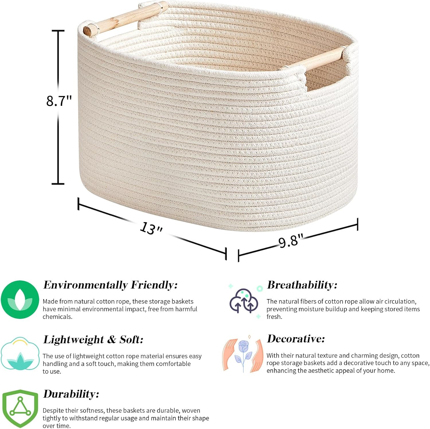 Aldernest 3 Pack Storage Basket for Cabinet and Toy Organization - 13"x9.8"x8.7" Baskets for Storage - Baby Toy Bin - Toy Storage Organizer - Ideal
