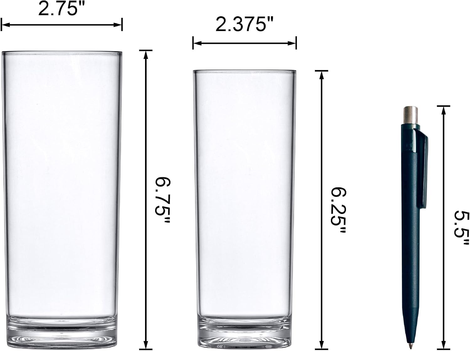 Barleyfield Viola Minuto - Plastic Cylinder Vases, 1.5 pounds, Clear, 8 Count